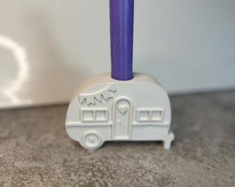 Camping bus • Camper • Colorful candle • Decoration • Gift idea • Camping • Ceramics • Holiday gift • Traveling • Dried flowers • VW Bulli