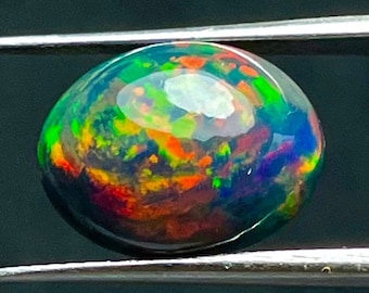Black Ethiopian Opal - Oval Opal - Ring Size Opal - Opal Cabochon - Opal Stone - Smoked Opal - Loose Opal - Multi Fire Opal Gems - For Her