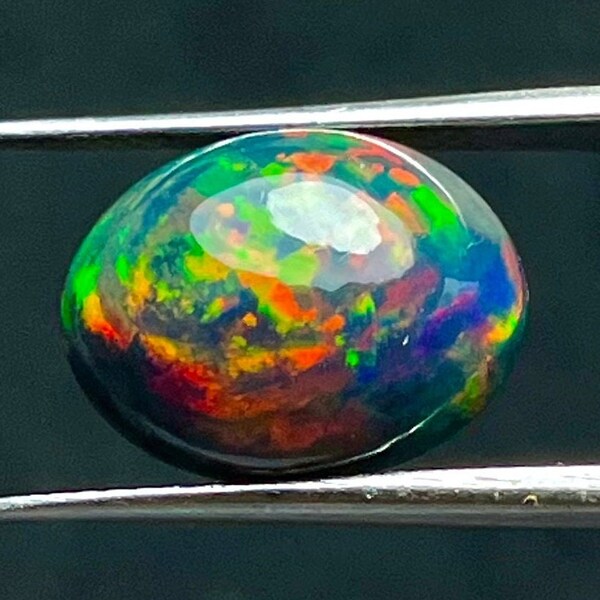 Black Ethiopian Opal - Oval Opal - Ring Size Opal - Opal Cabochon - Opal Stone - Smoked Opal - Loose Opal - Multi Fire Opal Gems - For Her