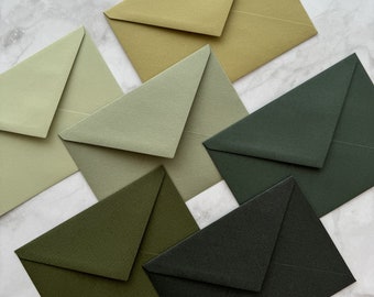 C6 Olive Green Invitation Envelope, Minimalist Dark Greenery Wedding Accessories, 114 x 162 mm