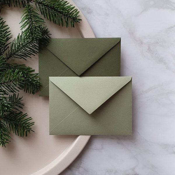 Olive envelope greenery invitation envelope Minimalist wedding accessories Elegant letter envelope Eco wedding