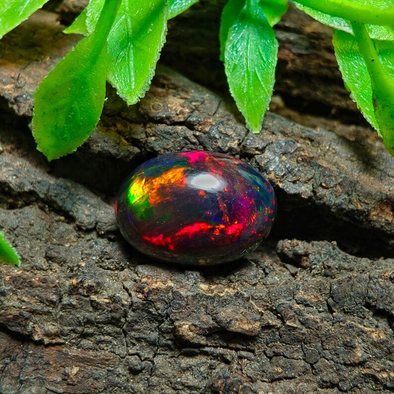 5 CT Ethiopian Black Opal Cabochon, Oval Fire Opal Gemstone - Etsy