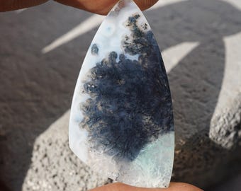 Unique Cabochon Crystal Black Moss Agate Indonesian Agate Healing Gemstone Jewelry Natural Chalcedony Minerals Agate Necklace Quartz Cab