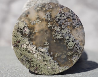 Flat Natural Java Moss Agate Pendant Gemstone Jewellery Chalcedony Necklaces Quartz Cabochon Necklace Jewelry Antique Mineral Rare Minerals