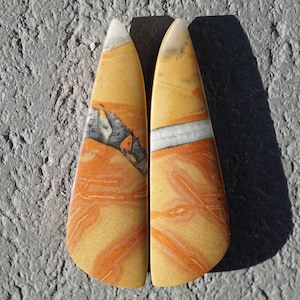 Beautiful Orange Maligano Jasper Cabochon Set Pairs Mineral Healing Jasper Meaning Elegant Picture Jasper Gift for Him Mohs Scale Stunning