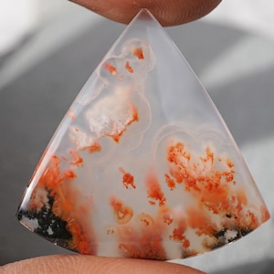 Flower Plume Agate Cabochon Pendant Pizza Slice Jewelry Agate Rare Mineral Necklace Quartz Cabochons Antique gemstones Agate Meaning Agates