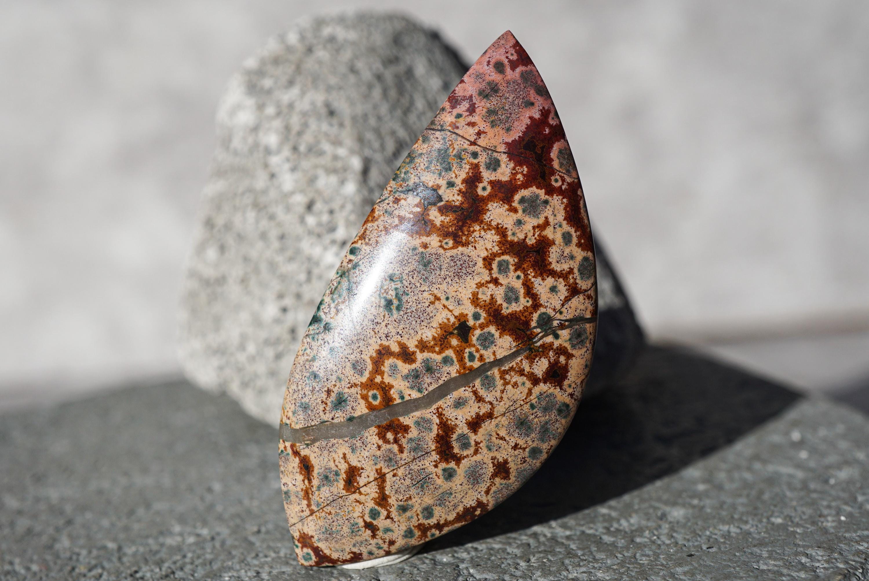 Natural Morning Dew Jasper Cabochon - Rare Indonesia Scenic Jasper