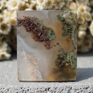 Scenic Moss Agate Crystal Cabochon, Tree Dendrite Landscape Agate Pendant Healing Stone Jewelry Metaphysical Meditation Crystal Gift Mineral