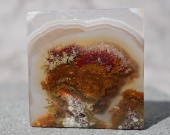 Prachtig cab mos agaat edelsteen hanger sieraden natuursteen mineraal natuur geïnspireerd edelsteen kwartskristal gestreepte stenen groen mos rood mos