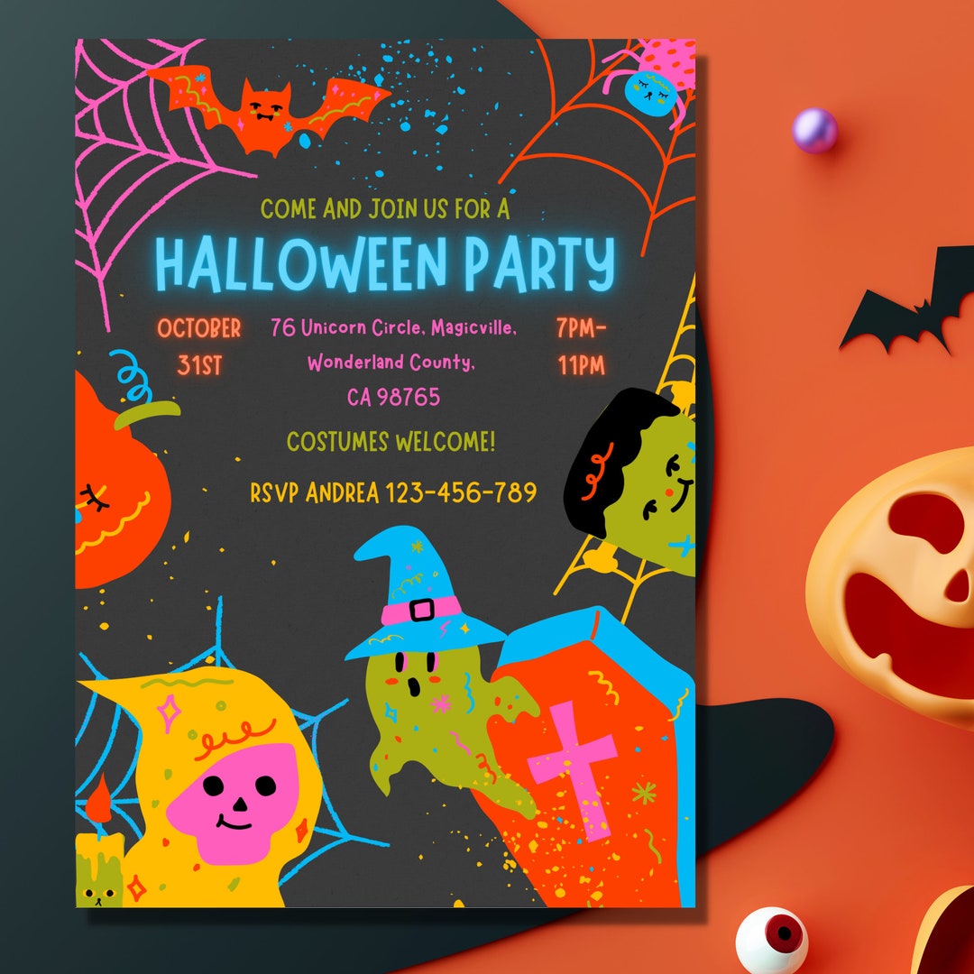 Editable Party Invitation, Halloween Invite, Halloween Party Invitation