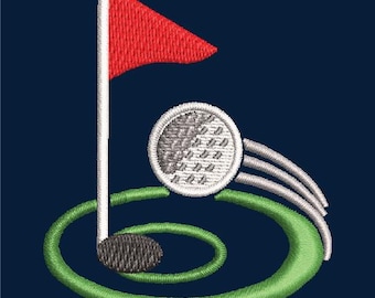 Download Golf Green Golf Ball Embroidery Design for Towel, Shirt, Bag, Gear using .emb, .pes, .exp, .dst, .hus, .jef, .vp3, .xxx