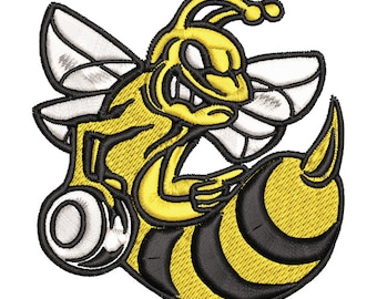 Download Angry Bowling Bee Embroidery Design for Towel, Shirt, Cap, Hoodie using .emb, .pes, .exp, .dst, .hus, .jef, .vp3, .xxx