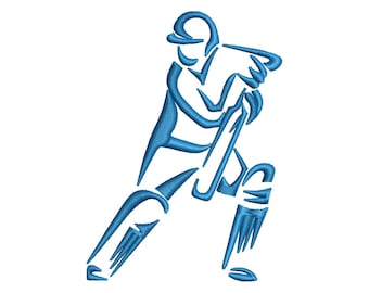 Download The Cricket Player Batting Embroidery Design for Towel, Shirt, Cap, Hoodie using .emb, .pes, .exp, .dst, .hus, .jef, .vp3, .xxx