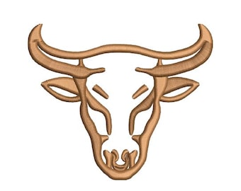 Download Stier Kuh Kopf Stickdatei für Mütze, Jacke Tasche Hoodie T-Shirt mit .emb, .pes, .exp, .dst, .hus, .jef, .vp3