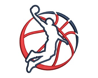 Download der Basketball Spieler Dunking Stickdatei für Handtuch, Shirt, Kappe, Hoodie mit .emb, .pes, .exp, .dst, .hus, .jef, .vp3, .xxx