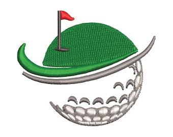 Download Golfball und Loch auf dem Grün Stickdatei für Handtuch, Hemd, Tasche, Ausrüstung mit .emb, .pes, .exp, .dst, .hus, .jef, .vp3, .xxx