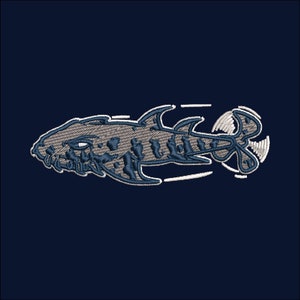 Download Wobbegone Fisch Fischer Stickdatei für Handtuch, Hemd, Tasche, Ausrüstung mit .emb, .pes, .exp, .dst, .hus, .jef, .vp3, .xxx