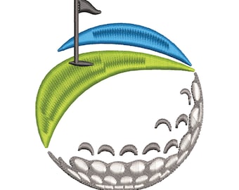 Download Golfball und Loch auf dem Grün Stickdatei für Handtuch, Hemd, Tasche, Ausrüstung mit .emb, .pes, .exp, .dst, .hus, .jef, .vp3, .xxx