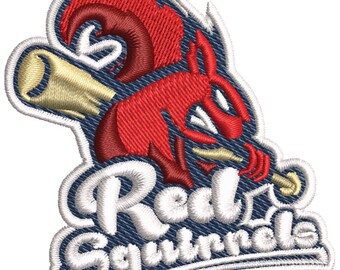 Download Die roten Eichhörnchen Baseball Stickdatei für Handtuch, Shirt, Mütze, Hoodie mit .emb, .pes, .exp, .dst, .hus, .jef, .vp3, .xxx