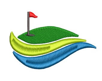 Downloaden Sie Golf Loch auf dem Grün Stickdatei für Handtuch, Shirt, Tasche, Ausrüstung mit .emb, .pes, .exp, .dst, .hus, .jef, .vp3, .xxx