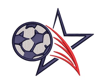 Download Fußball Fußball innen Stern Stickdatei für Handtuch, Shirt, Tasche, Ausrüstung mit .emb, .pes, .exp, .dst, .hus, .jef, .vp3, .xxx