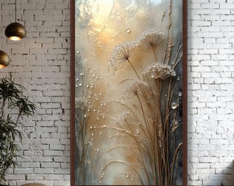 Dewy Wildflowers Canvas Wall Art, Botanical Nature Print, Elegant Home Decor (Ready to Hang)