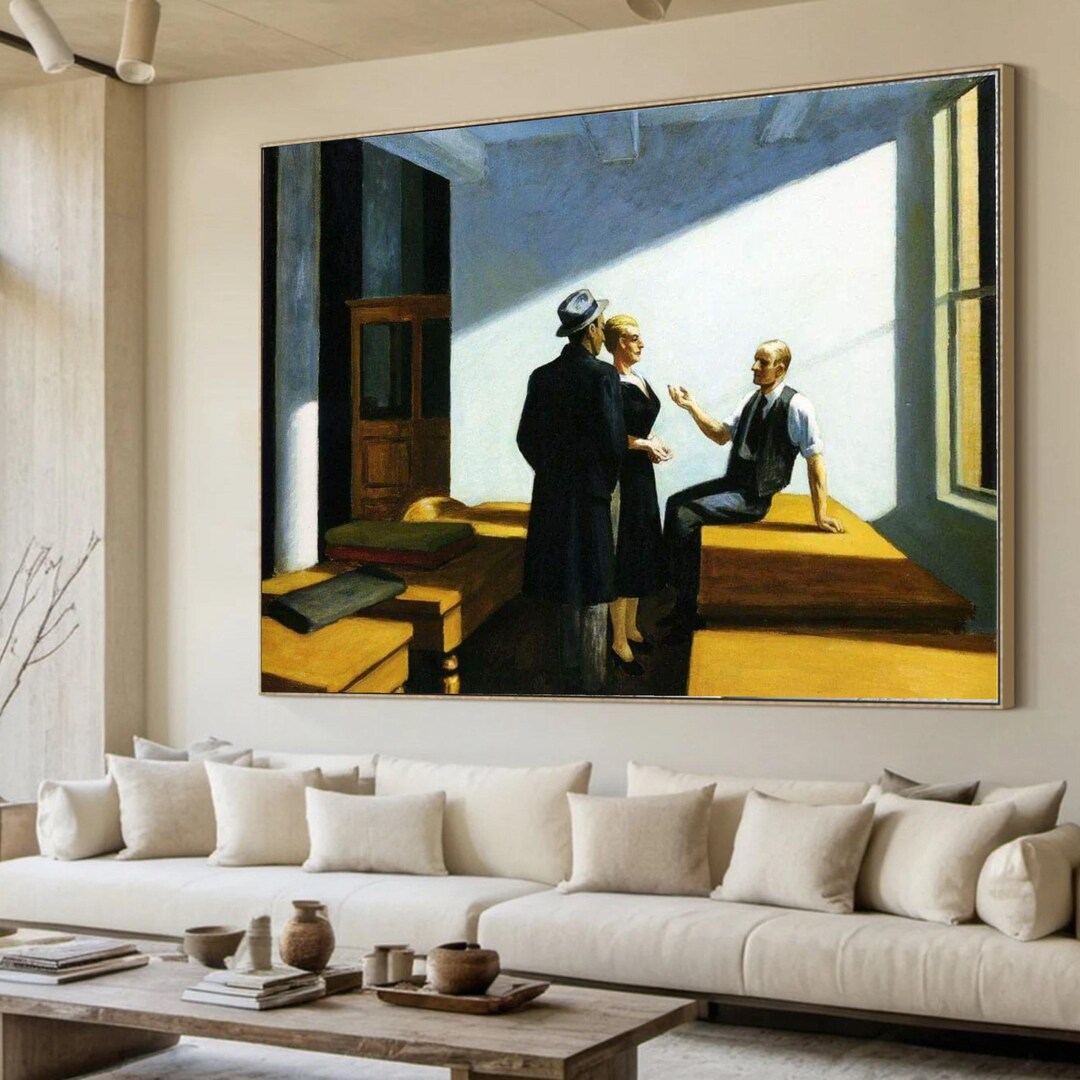 Edward Hopper Style Interior Scene Canvas Print, Mid-century Figurative ...