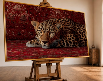 Resting Leopard Canvas Wall Art, Detailed Big Cat Print, Exotic Wildlife Decor, Living Room