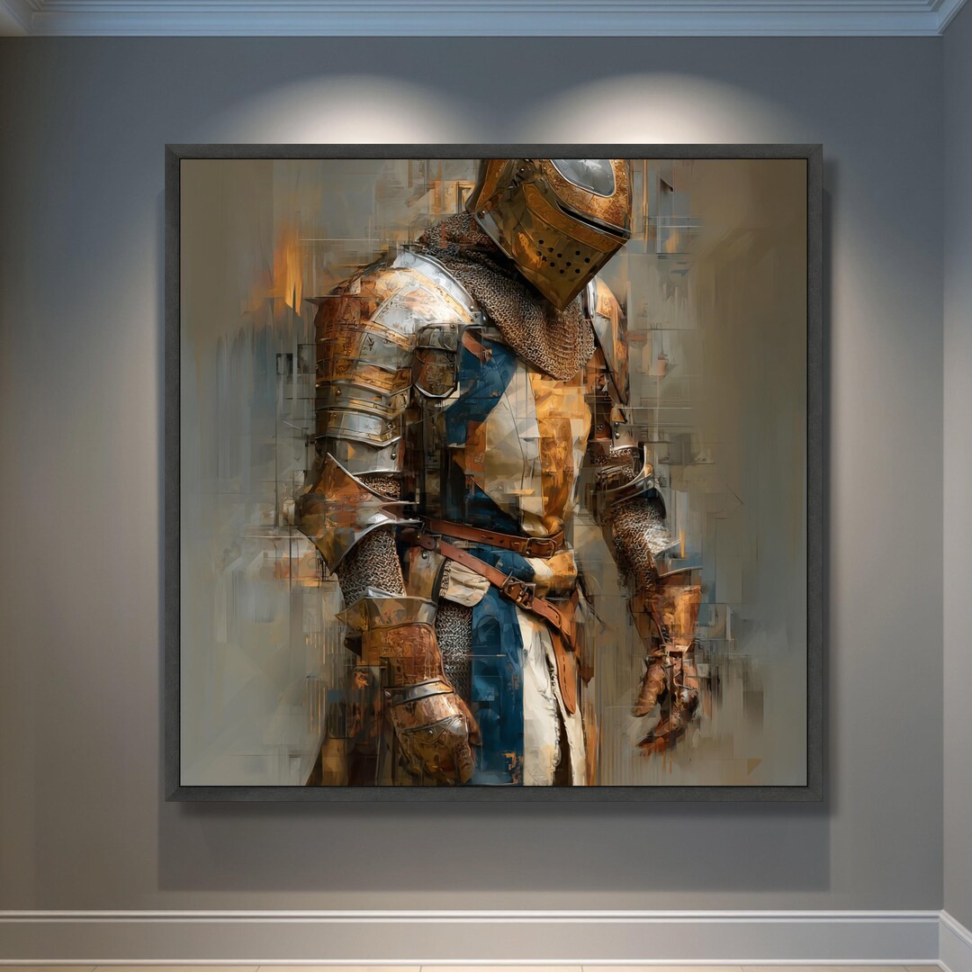 Medieval Knight Armor Abstract Canvas Art, Gothic Warrior Print ...