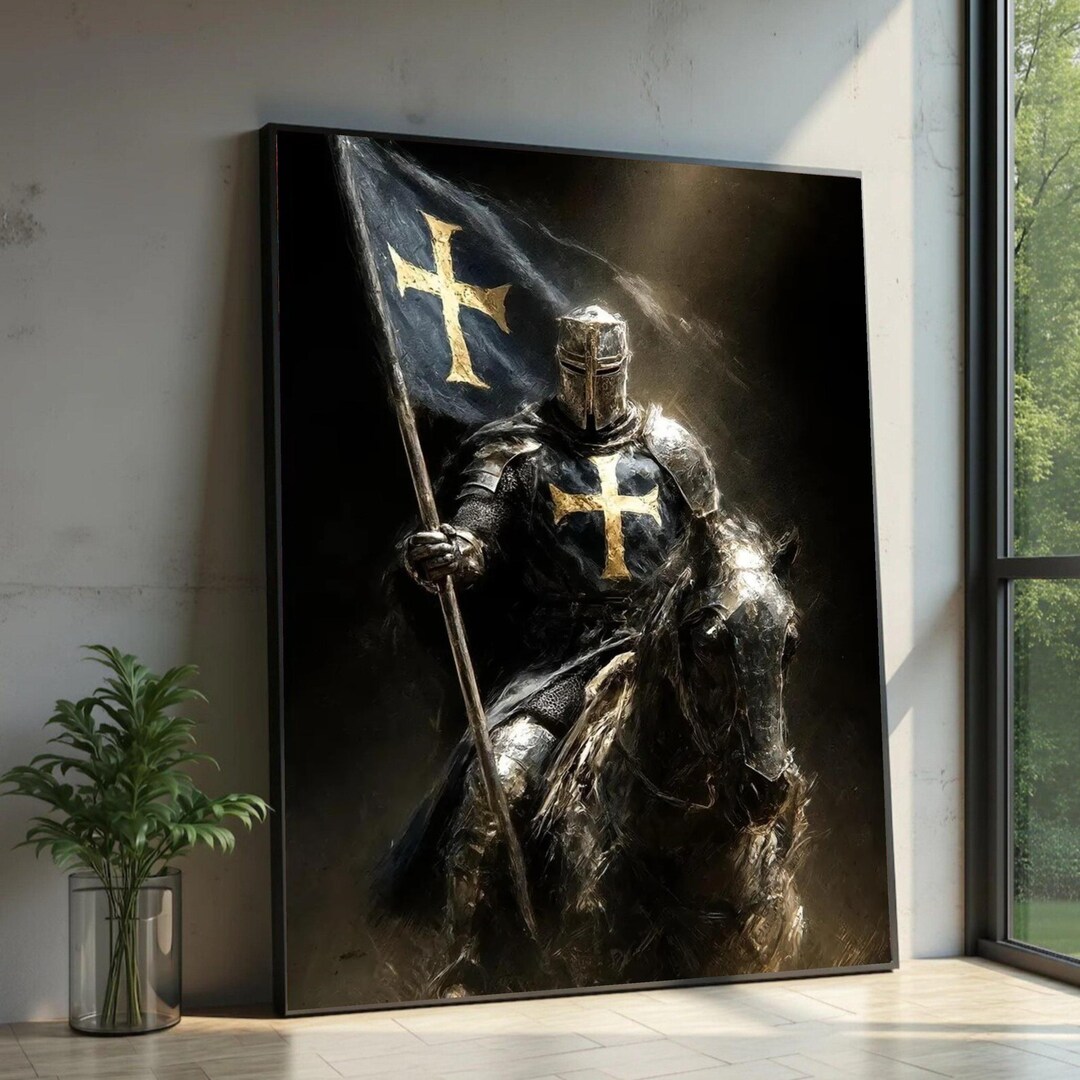 Medieval Knight Crusader Canvas Art, Dark Armor Printing, Gothic Home ...