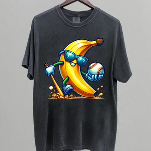 Banana Playing Baseball Funny Fruit Lover Baseball Player Shirt, Vintage Unisex Baseball Fruit Lover Shirt