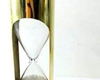 Brass Nautical Sand Clock with White Sand, Sand-Timer Hour Glass. Best for Increasing Concentration.