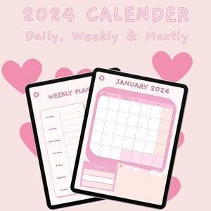 Simple Pastel Pink Calendar With Planner(ADHD)