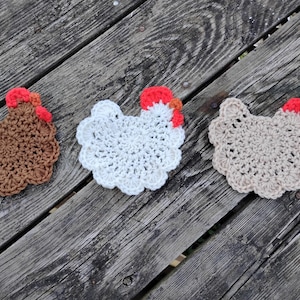 Bauernhaus Huhn Untersetzer Set - Handgemachte Häkeln Hen Decor - Rustikale Land Küche Geschenk