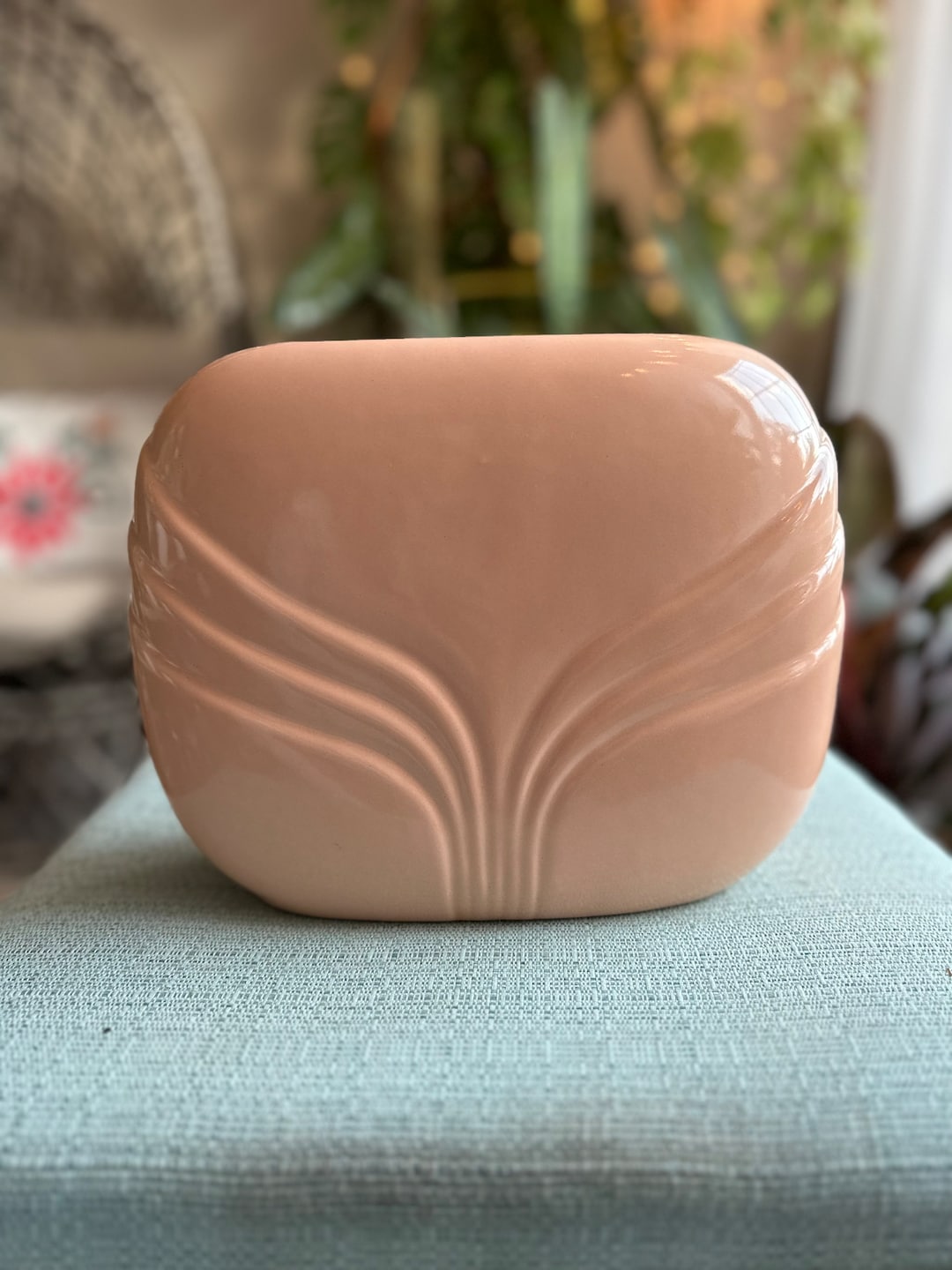 Vintage Peach Art Deco Vase Etsy