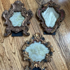Set Of  3 Vintage Burgundy Red and Gold Ornate Gilt Frame, Vintage Wall Collage