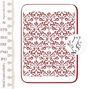 Stencil damask pattern svg, stencil background, Files for Cricut, Silhouette, Cameo, Digital Files Instant Download SVG, dxf, eps, png