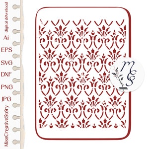 Stencil damask pattern svg, stencil background, Files for Cricut, Silhouette, Cameo, Digital Files Instant Download SVG, dxf, eps, png
