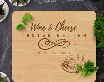 Wine and Cheese Cutting Board SVG: Charcuterie Design, Glowforge (Digital Download)