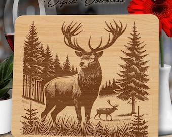 Deer in Pine Forest SVG: Laser Cut Files (Digital Download)