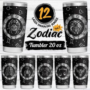 Astrologia 12 Znak Zodiaku Tumbler Wrap Laser Svg, 20 uncji Grawerowany Laserowo Zodiac Tumbler Wrap, Zodiac Bundle 20 uncji Tumbler, Grawerowanie Laserowe Svg