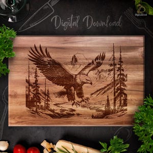 Eagle Nature Mountains SVG, Laser Engraving Files, Charcuterie Design, DIY Chopping Board, Cutting Board Svg, Glowforge, Laser Engraved