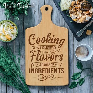Quotes for cooking SVG, Laser Engraving Cut Files, Cook Charcuterie Design, Chopping Board PNG, Cutting Board Svg, Glowforge, Laser Cut File