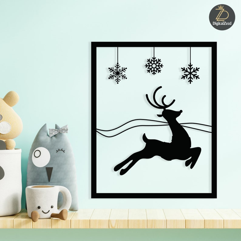 Santa Reindeer Wall Art Laser Cut File Plasma Cut File Wall Etsy