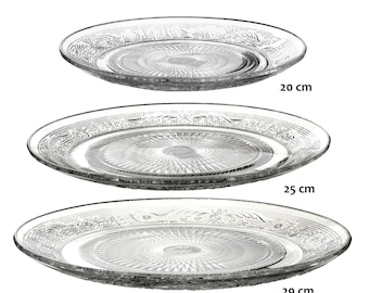 Deko Glasteller mit feinem Muster transparent Durchmesser ca. 20/25/29 cm