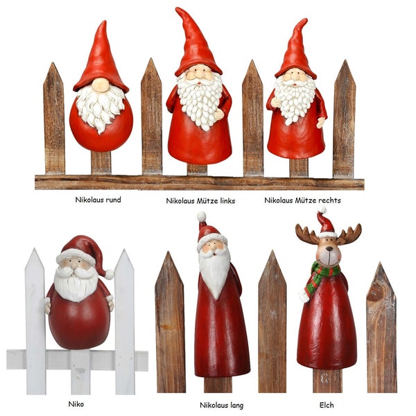 Zaunhocker Zaunfigur Nikolaus Weihnachtsmann und Co., H - 17-20cm versch Designs