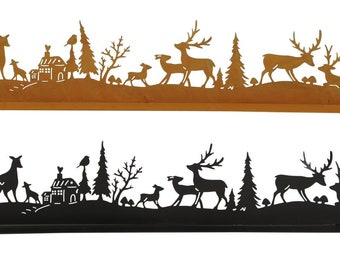 Schöne Winterlandschaft mit Tieren Metall Länge ca. 50 cm Höhe ca. 9 cm