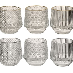Teelichtglas Windlicht Teelichthalter ca. 8x8 cm klar silber oder gold