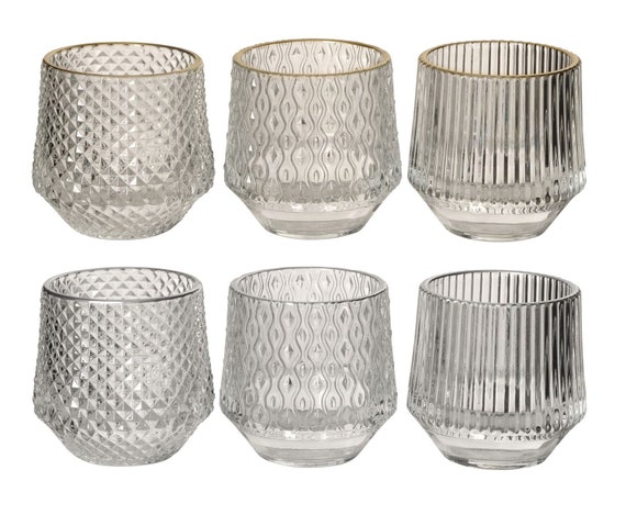 Teelichtglas Windlicht Teelichthalter Ca. 8x8 Cm Klar Silber Oder Gold