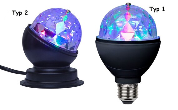 LED Rotierende Disco Kugel - Glühbirne E27 oder Lampe mit Anschlusskabel